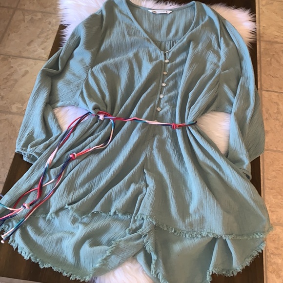 Zara Oversized Rustic Romper w/ rope belt Green Size S - Picture 6 of 17